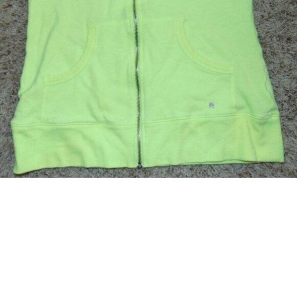 Womens Victorias Secret Jacket Medium Neon Yellow Zip Up Long Sleeve Hooded - Picture 3 of 5